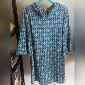 Tyler Boe Houndstooth Bell Sleeve Mini Sweater Dress